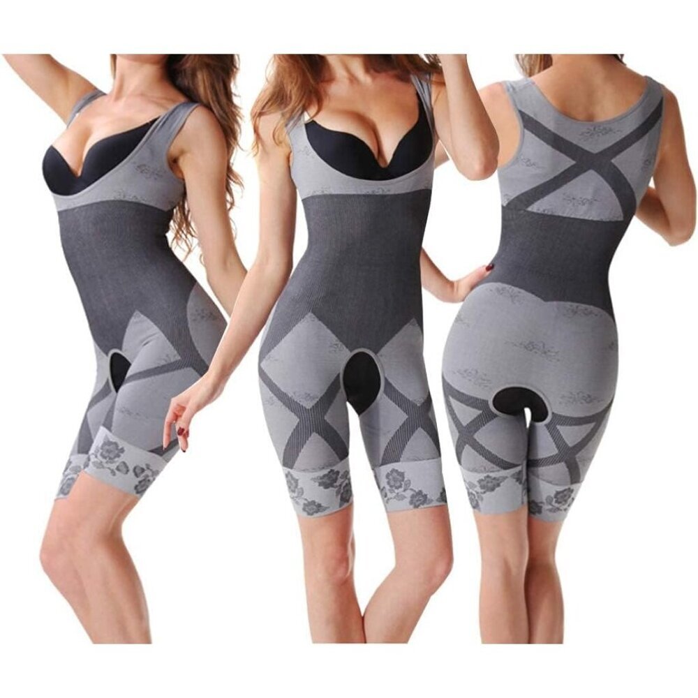 Bamboo Charcoal Slimming Breathable Bodysuit 360 degree firm tummy thigh control